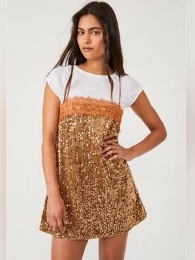 Free People That Girl Sequin Slip Size XS